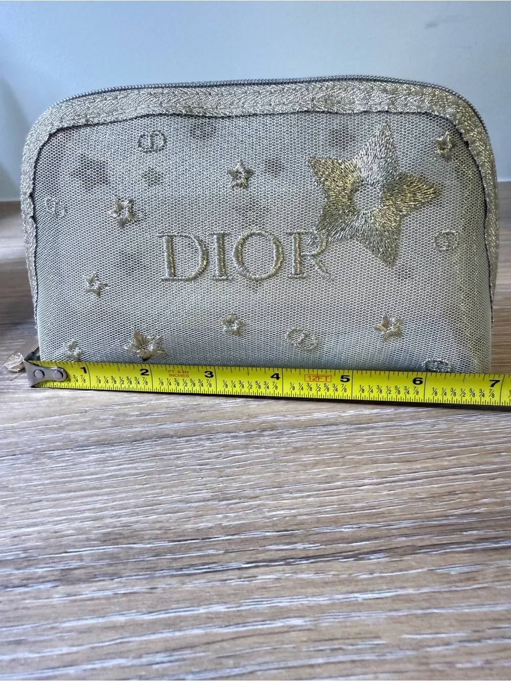 Dior Gold Embroidered Cosmetic Pouch NWT